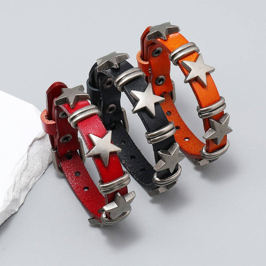 FIVE-POINTED STAR RETRO COWHIDE CREATIVE BRACELET