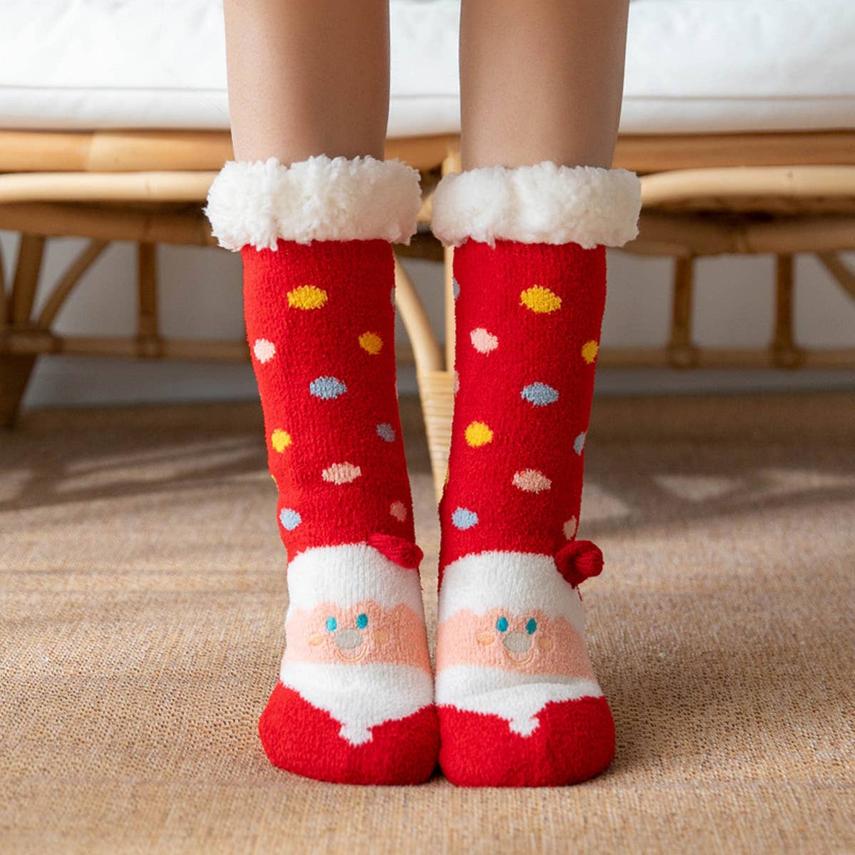 CHRISTMAS STOCKINGS FUZZY INDOOR SLIPPER SHOES