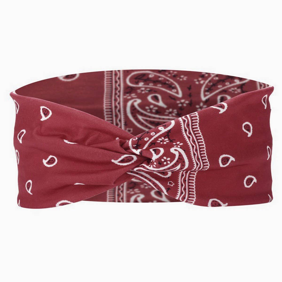 CWAHA6420_ELASTIC KNOTTED CASHEW FLOWER HEADBAND