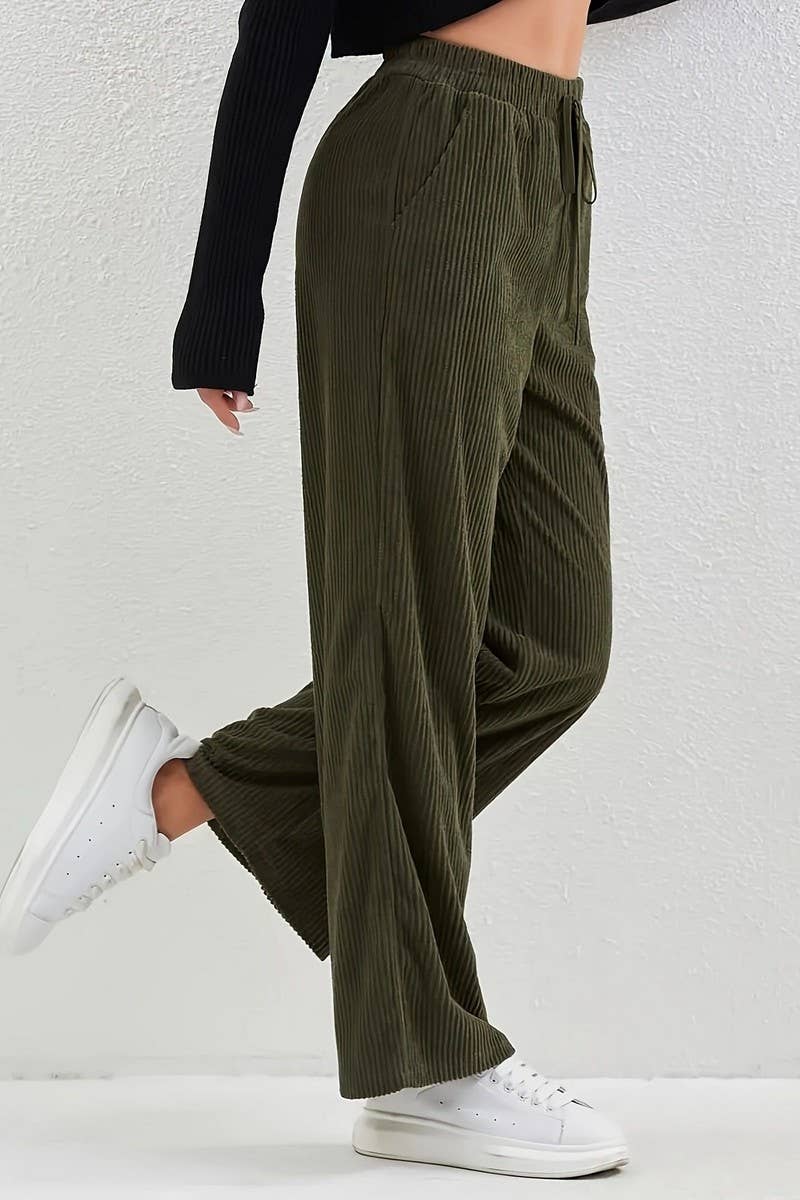 CWBLP1119_CORDUROY ELASTIC WAIST STRAIGHT TROUSERS