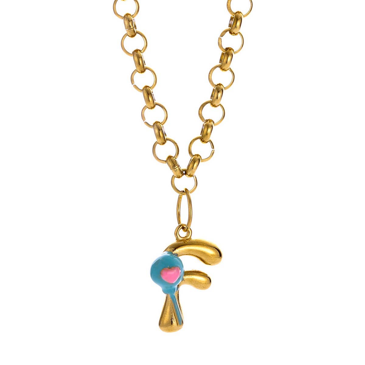 Original Stainless Steel Letter Necklace withEnamel_CWMM8836