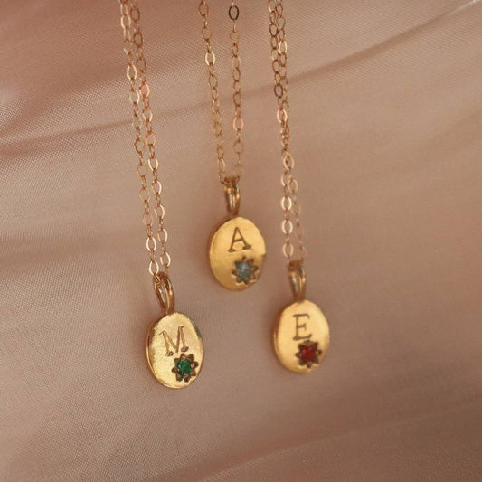 Stainless steel 26 letter zircon pendant necklace_CWMM5536
