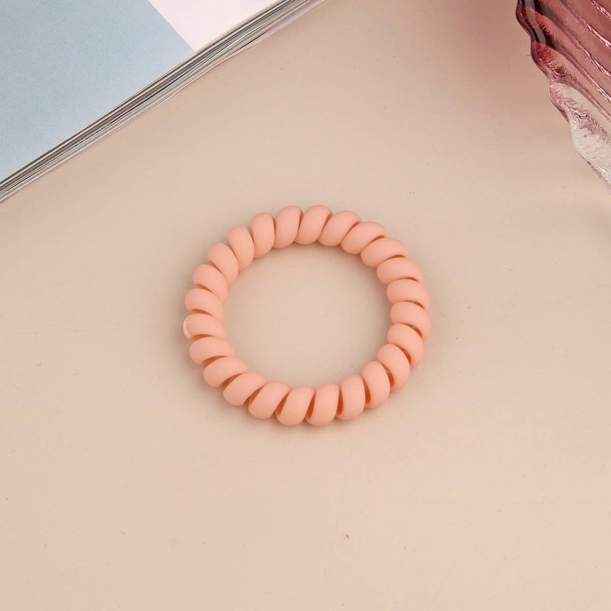 CWAHA1379_SIMPLE FROSTED PHONE CORD HAIR TIE
