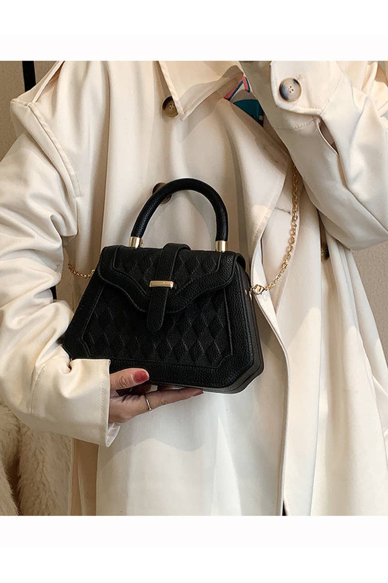 PLAID BOX HANDLE CROSS CHAIN SMALL BAG_CWAB0528