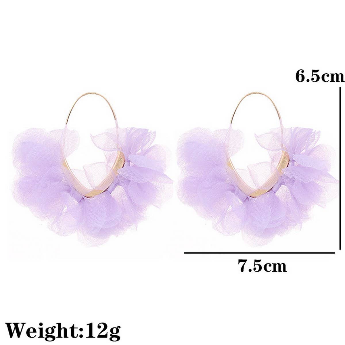 Handmade Fabric Flower V-Shape Ear Cuffs