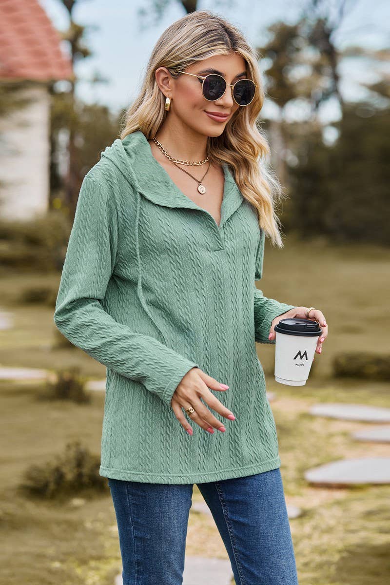 CWOHOL1097_SOLID COLOR HOODED LOOSE LONG-SLEEVED SWEATSHIRT