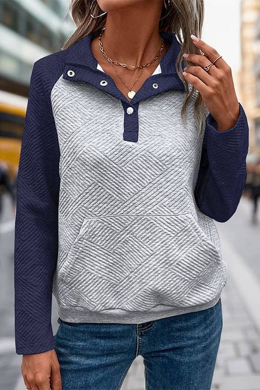 CWTBLL1248_STAND COLLAR CONTRAST COLOR STITCHING SWEATSHIRT