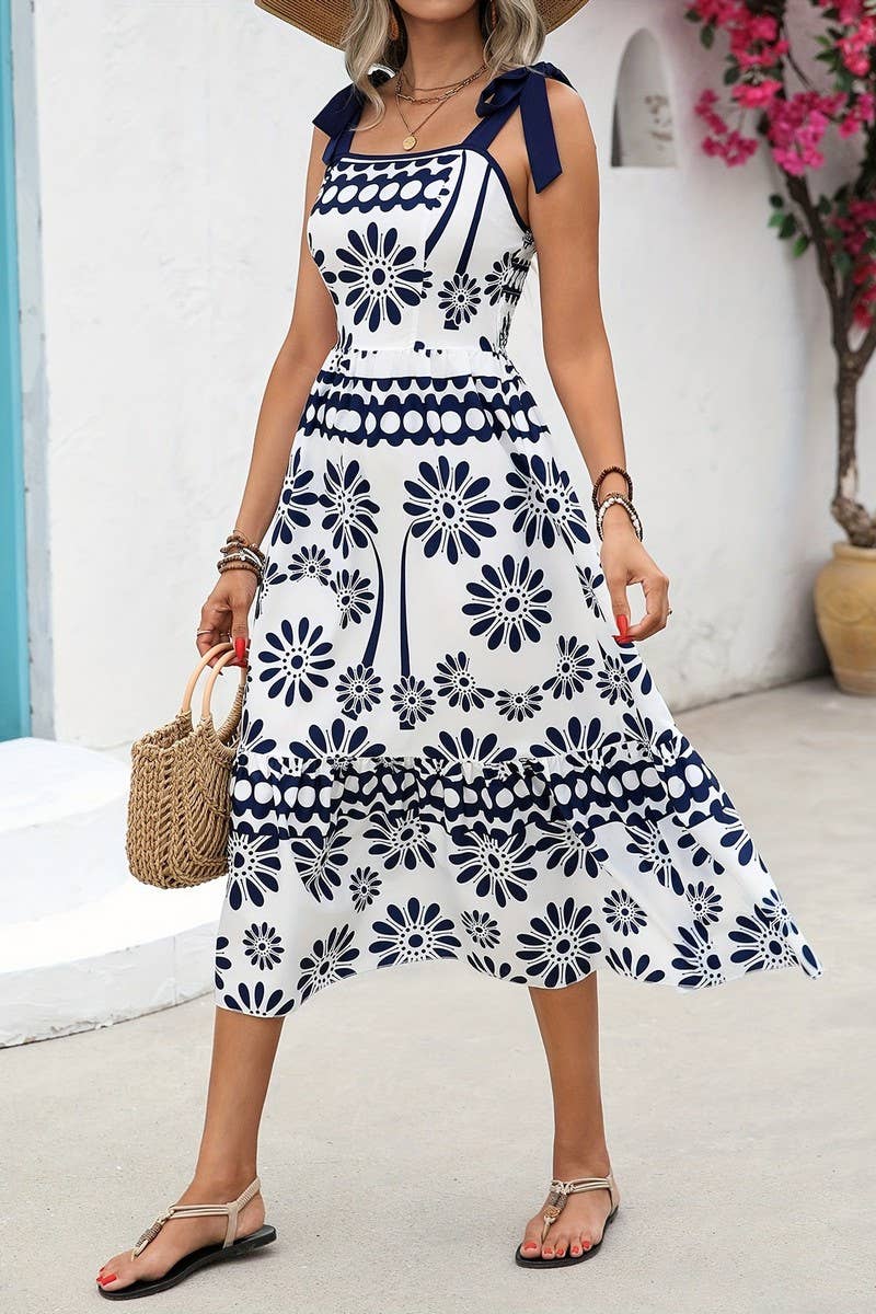 CWDMD6388_CASUAL RUCHED MAXI DRESS WITH BOW TIE STRAPS