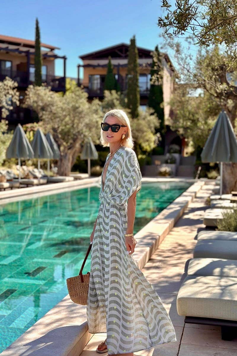 CWDHL1106_FLORAL V-NECK BELTED VACATION MAXI DRESS