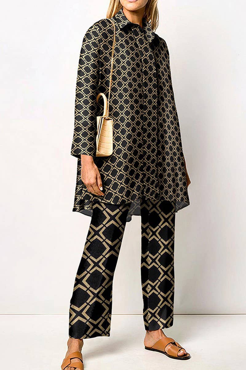 CWSS1270_SPRING AND AUTUMN LONG SLEEVE LADIES SHIRT SET