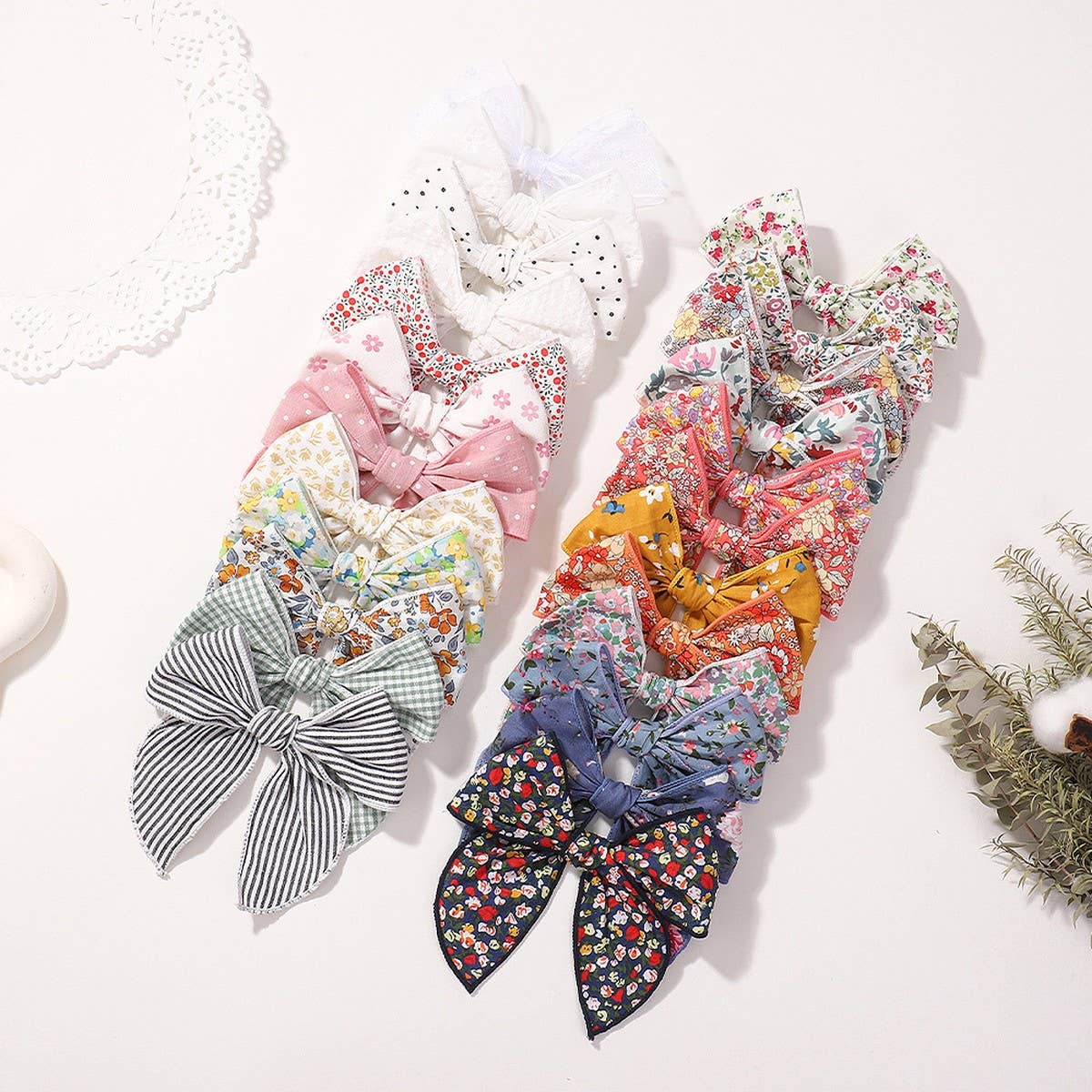 Floral Cotton Bow Hair Clip for Baby Girls