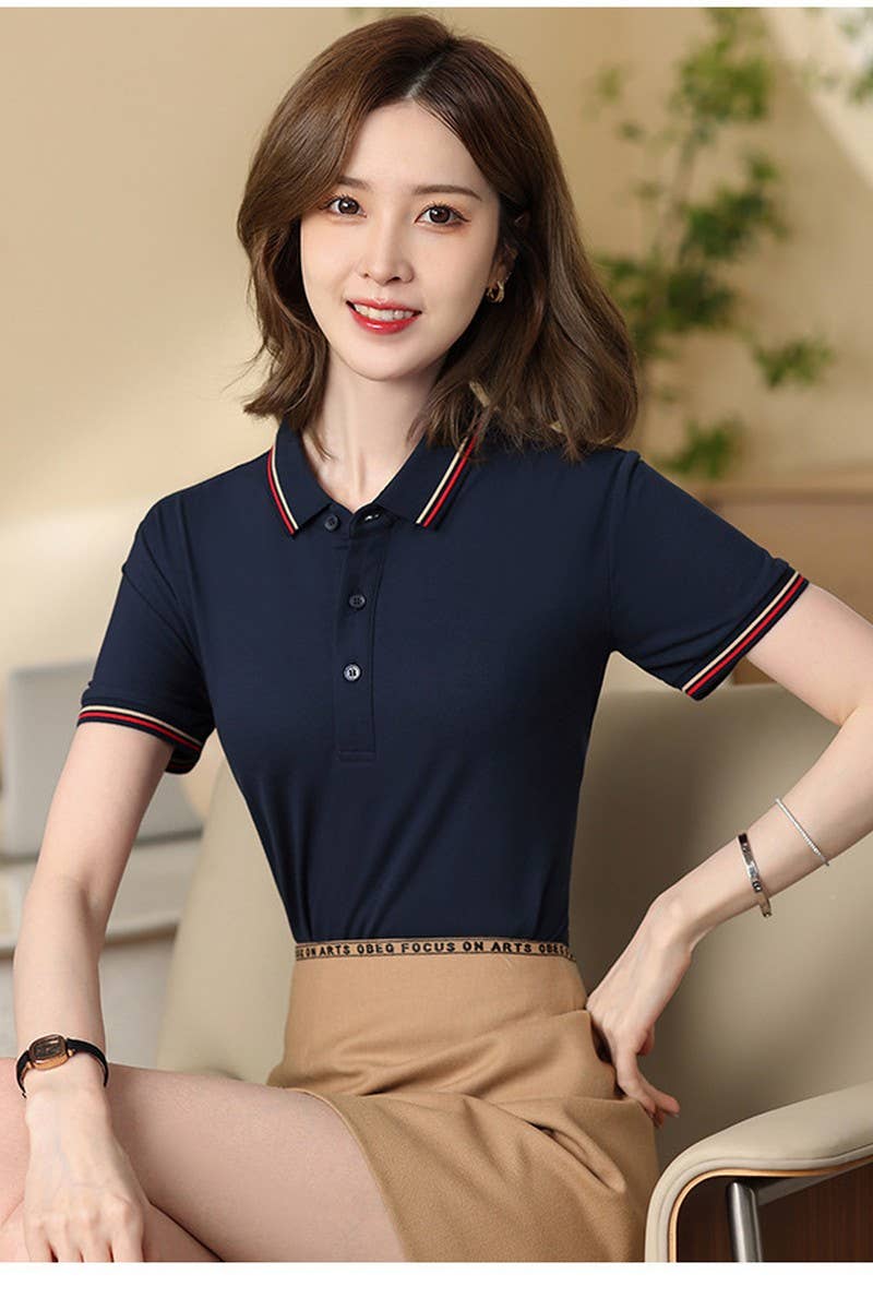 CWTBLS02446_BREATHABLE POLO SHORT SLEEVE CASUAL T-SHIRT