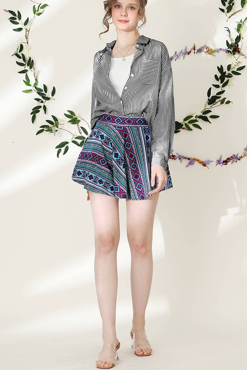 CWTSTL704_Striped Button Down Long Sleeve Collared Shirts