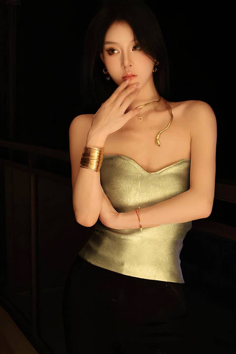 CWTTT00012_CORSET STYLE STRAPLESS BUSTIER CROP TOP