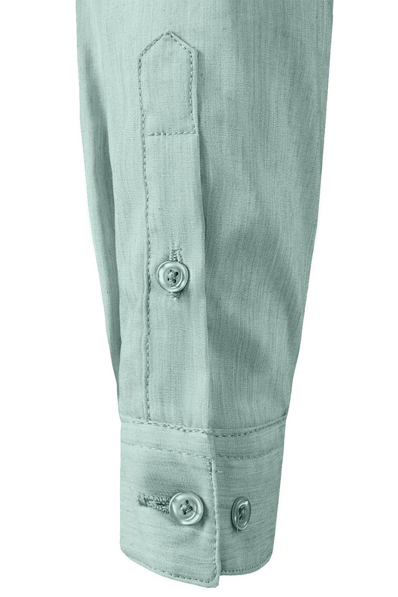 CWTSTS116_Basic Slim Fit Simple 3/4 Sleeve Button Down Shirt