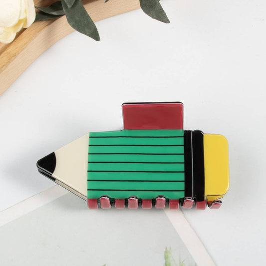 CWAHA5139_SUNFLOWER LEOPARD STRIPE PENCIL HAIR CLIP