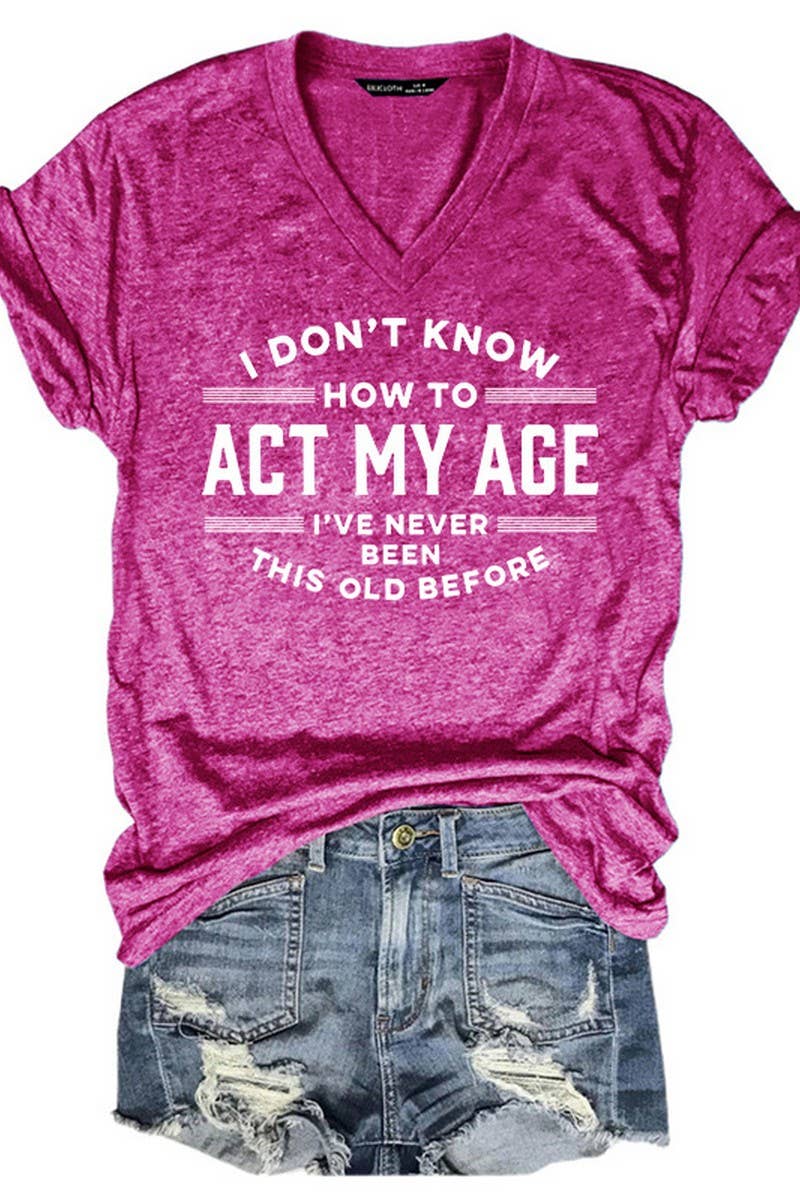 CWTTS1063_DOUBLE SIDED PRINTED V NECK SHORT SLEEVED T SHIRT