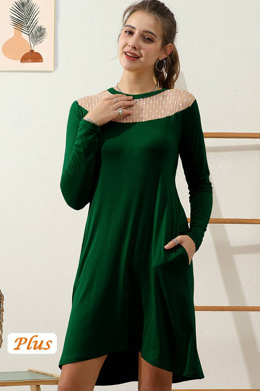 CWDMD787-P_PLUS SIZE LACED SHORT SLEEVE FLOUNCE MIDI DRESS