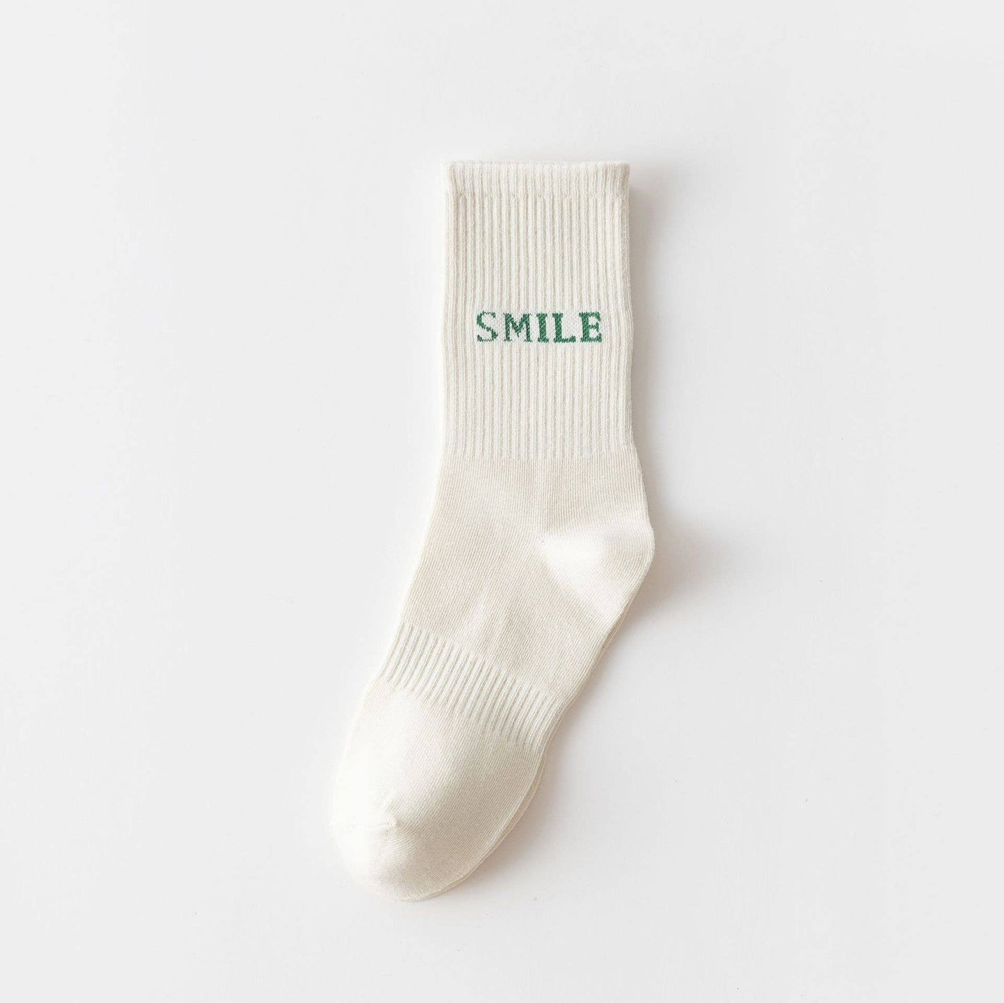 Alphabet Smiley Pattern Crew Socks For Womens_CWMS0906