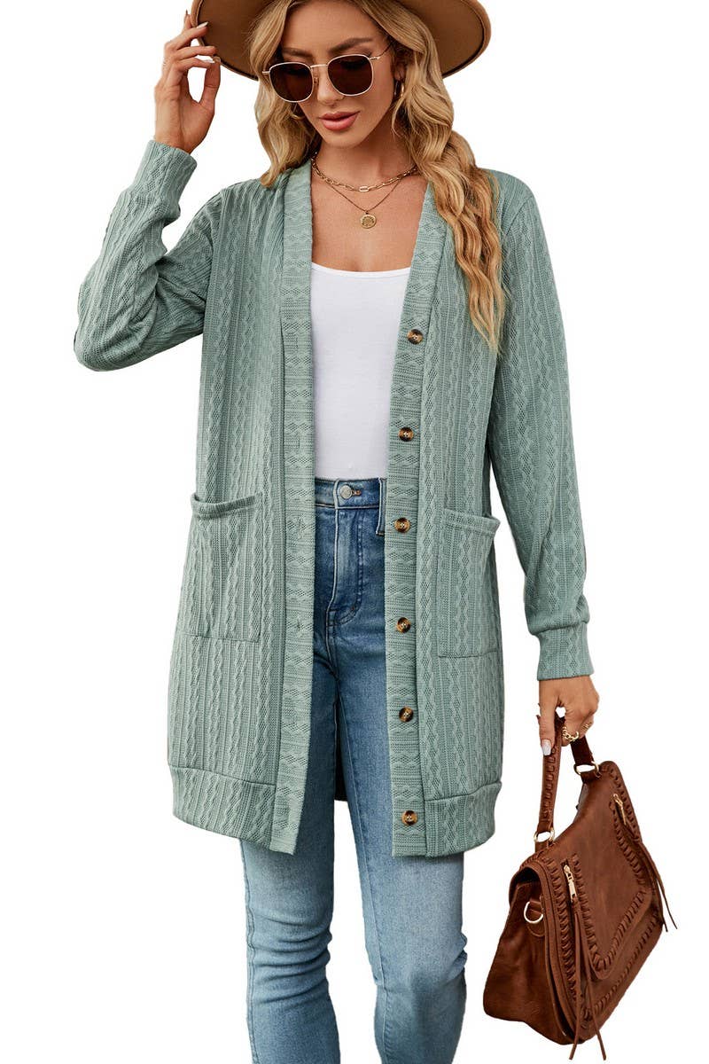 CWOCAL2260_AUTUMN AND WINTER SOLID COLOR LOOSE CARDIGAN