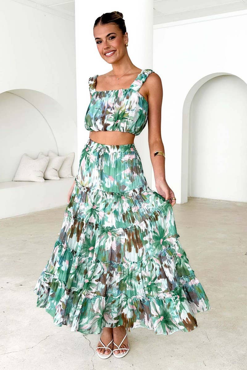 CWSS1274_RETRO SHORT SUSPENDER SKIRT TWO-PIECE SET