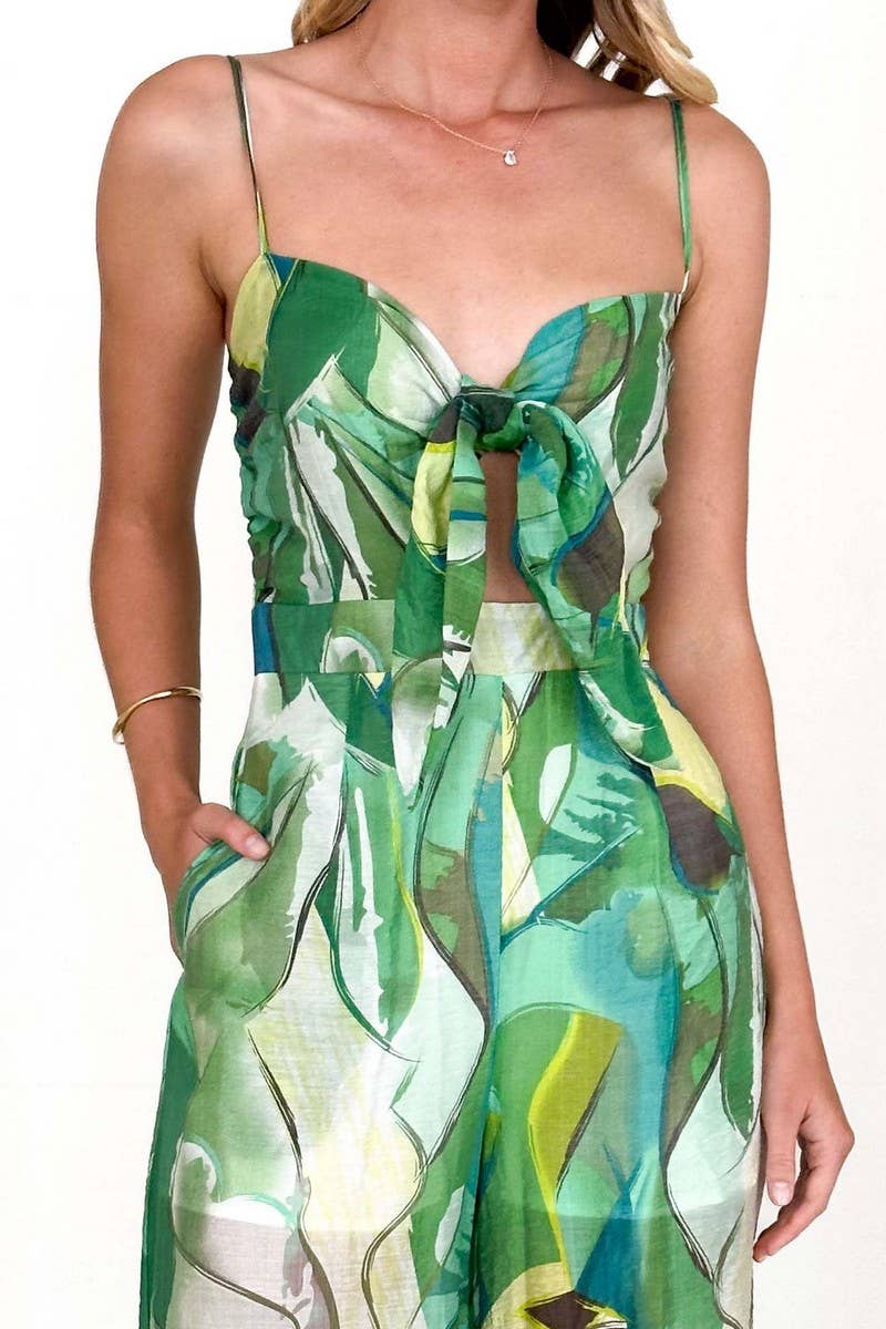 CWSJS1628_FLORAL PRINT TIE STRAP CASUAL JUMPSUIT