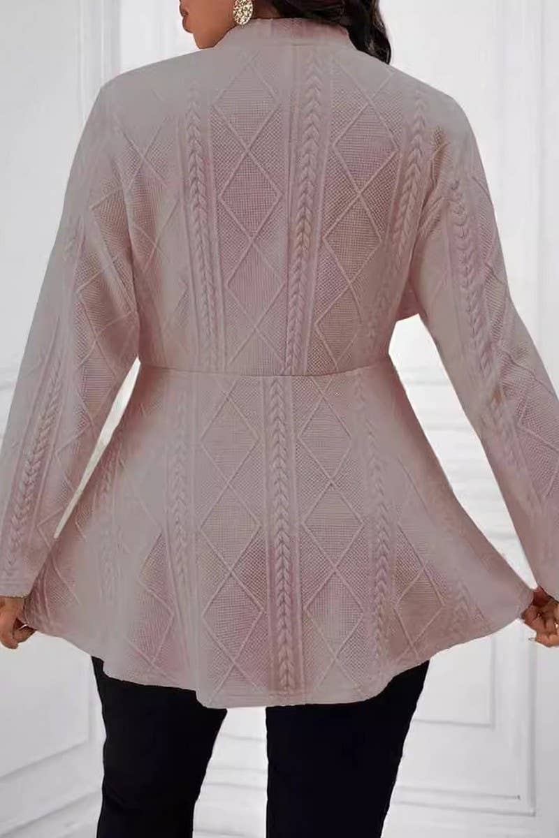 CWOBL0175_JACQUARD TEXTURE SINGLE BUTTON LONG SLEEVE BLAZER