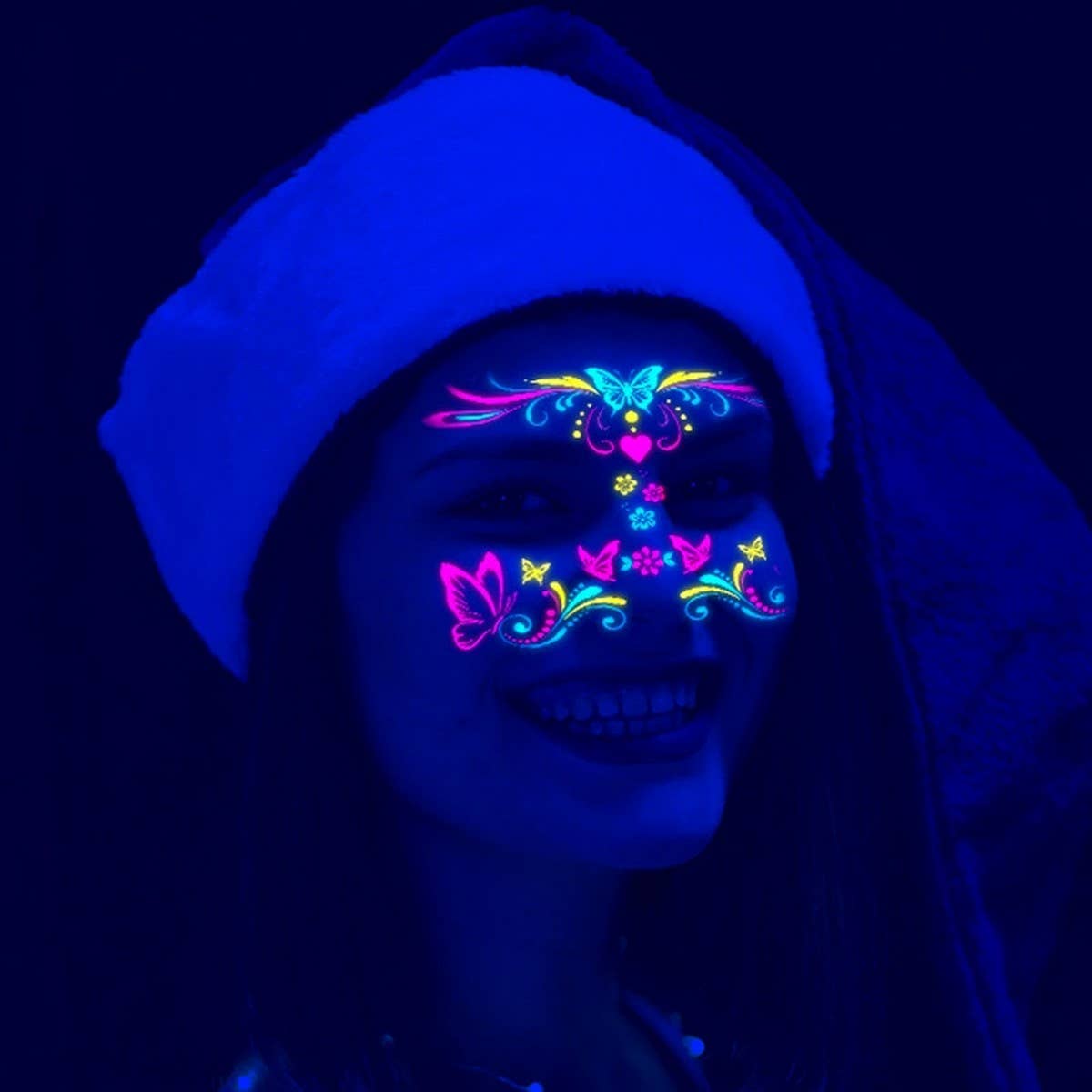 Neon Butterfly Glow Face Tattoos for Party