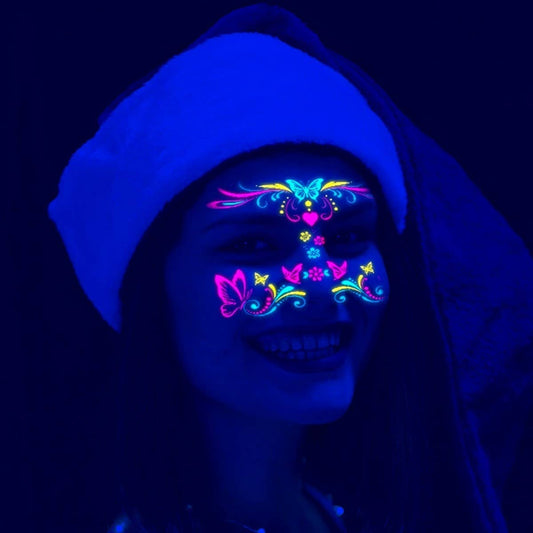 Neon Butterfly Glow Face Tattoos for Party