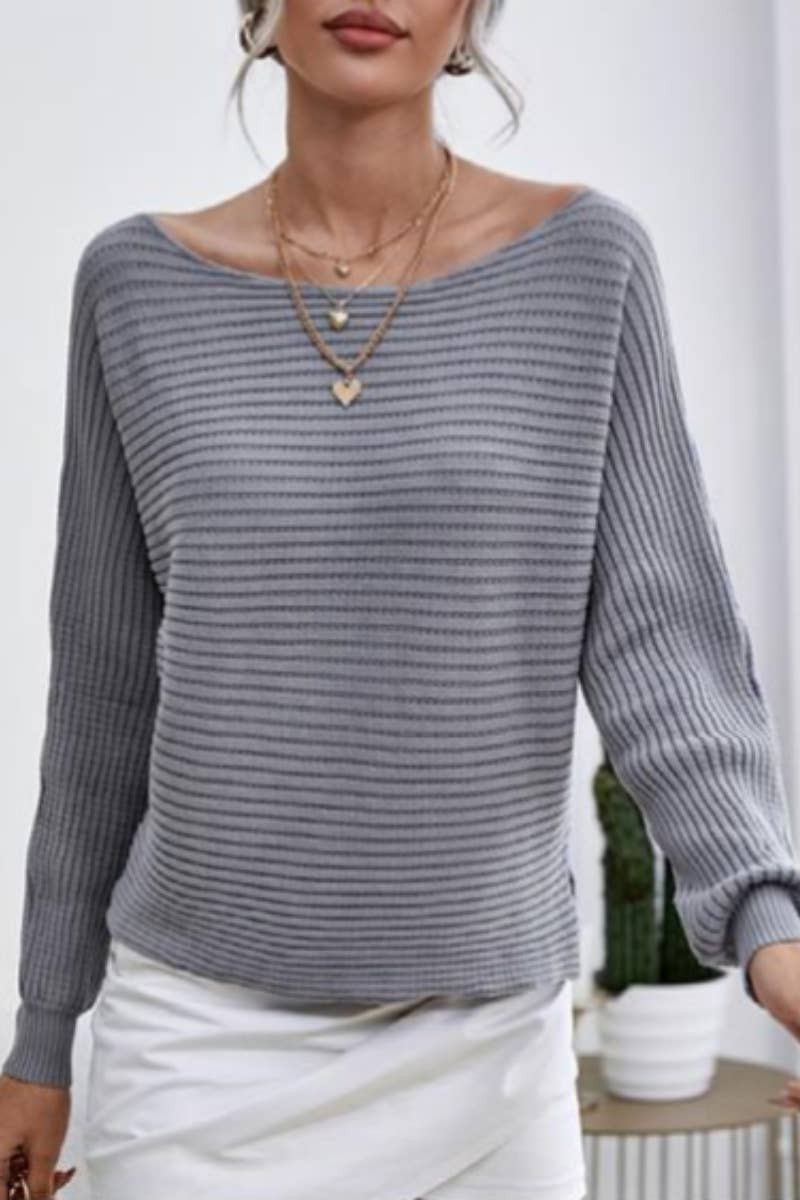 CWOSWL6319_CUT-OUT OFF-THE-SHOULDER LONG-SLEEVED SWEATER