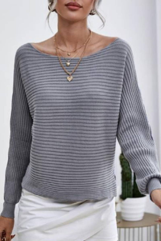 CWOSWL6319_CUT-OUT OFF-THE-SHOULDER LONG-SLEEVED SWEATER