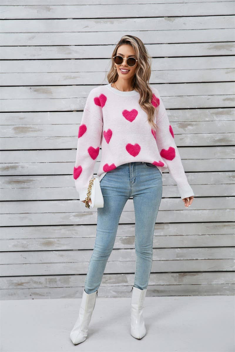 CWOSWL5785_VALENTINE'S DAY HEART LONG SLEEVE KNIT SWEATER