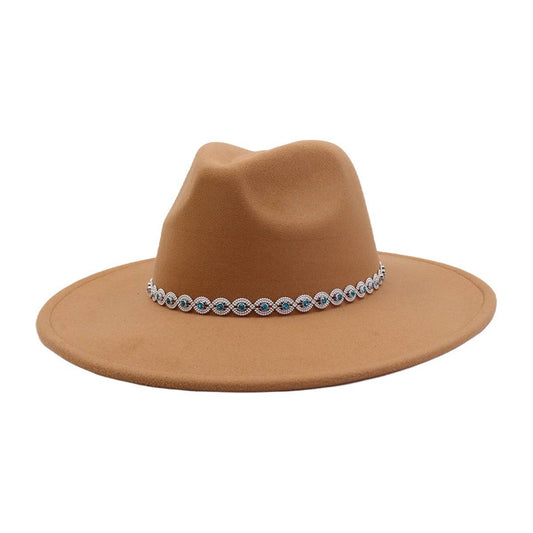 Ethnic Style Wool Blend Fedora Hat Men & Women_CWAH04388
