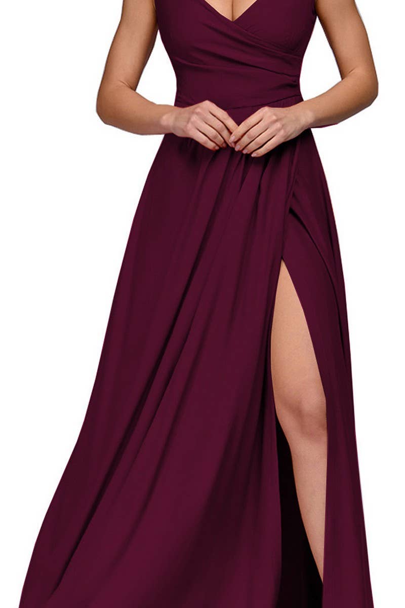 CWDMD5879_SLEEVELESS SOLID COLOR WAIST MAXI GOWN DRESS