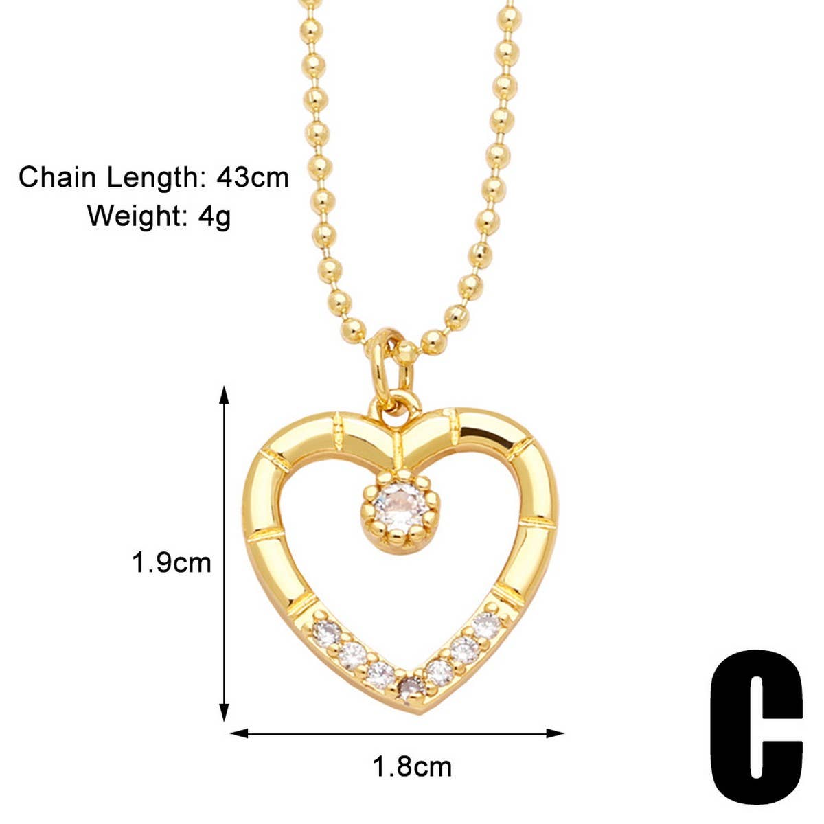 MOON STAR HEART PENDANT NECKLACE