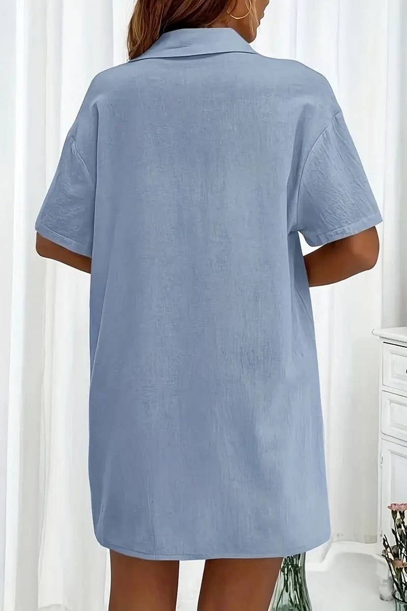 CWSTB2064_SOLID COLOR SHIRT AND SHORTS TWO PIECE SET