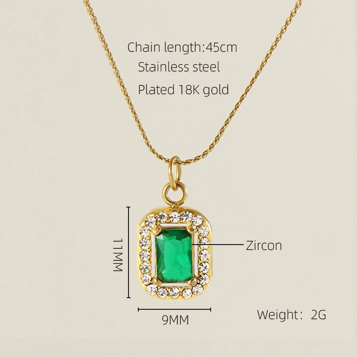 STAINLESS STEEL ZIRCON HEART PENDANT NECKLACE_CWAJE0682