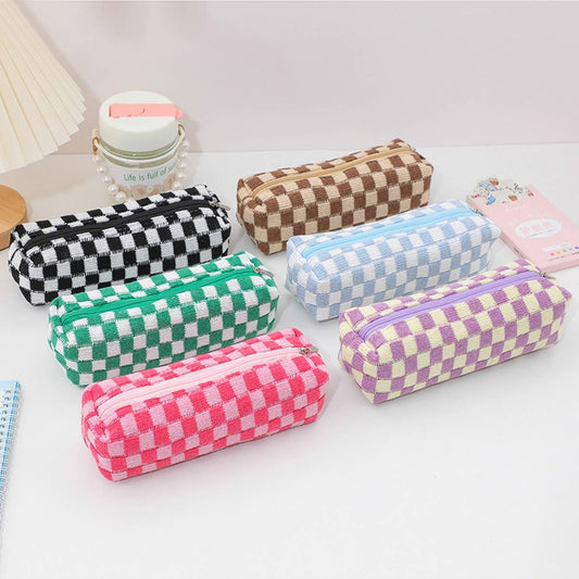 CHESSBOARD CHECKER PEN BAG SIMPLE MAKEUP BAG_CWAB1211