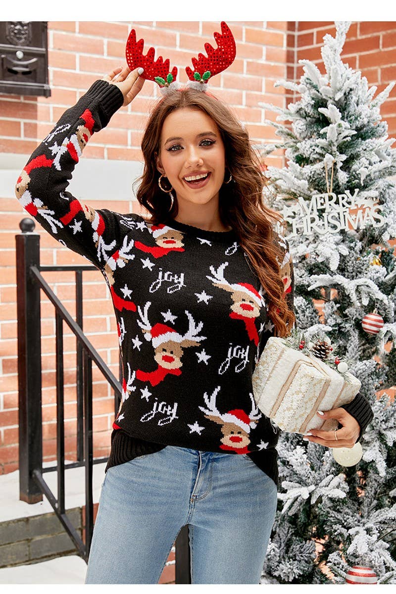 CWOSWL2423_JACQUARD CASUAL PULLOVER CHRISTMAS SWEATER