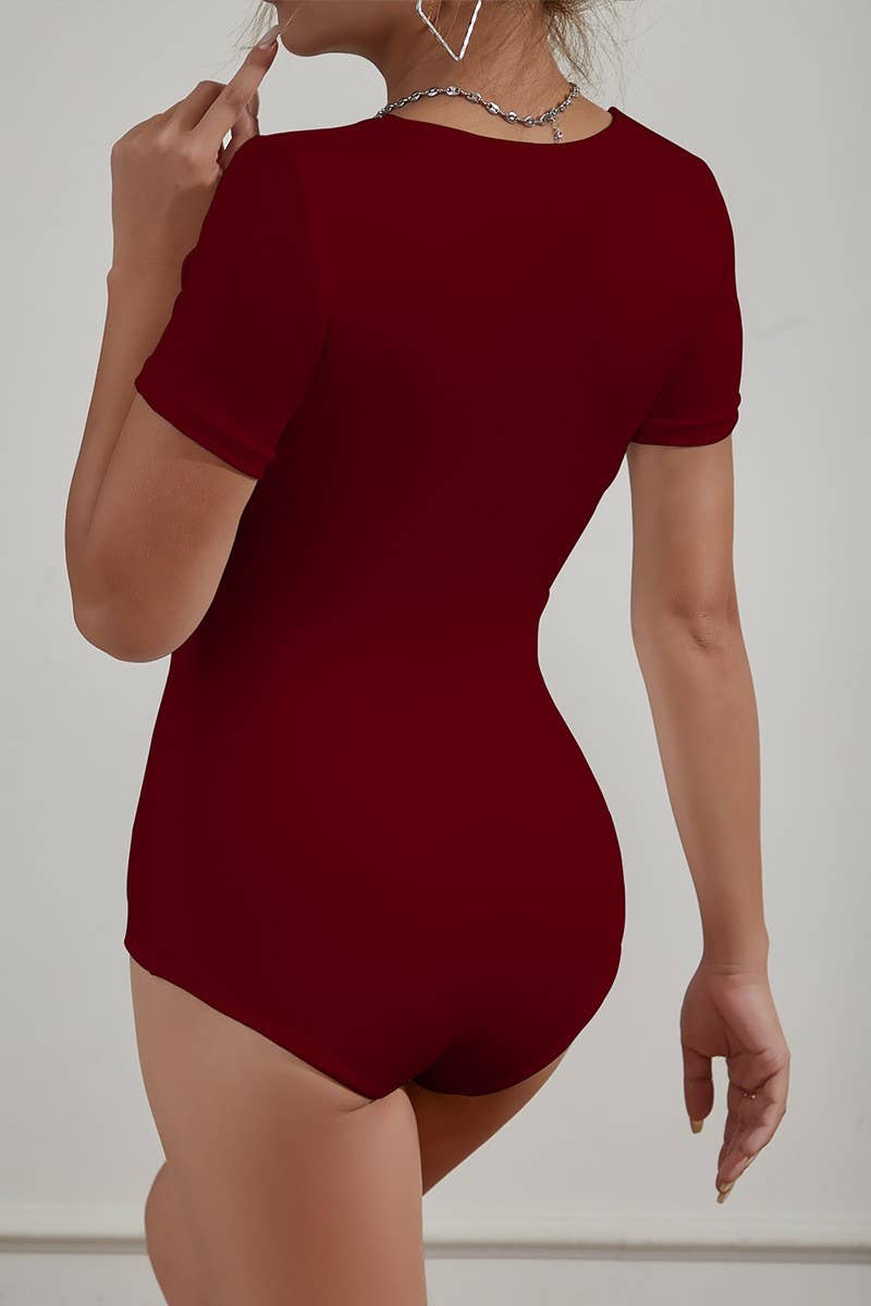 CWSBSS00013_DEEP V NECK SHORT SLEEVE SEXY BODYSUIT