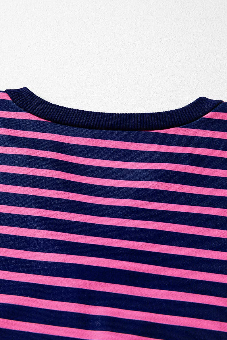 Fashionable striped printed knitted sweater