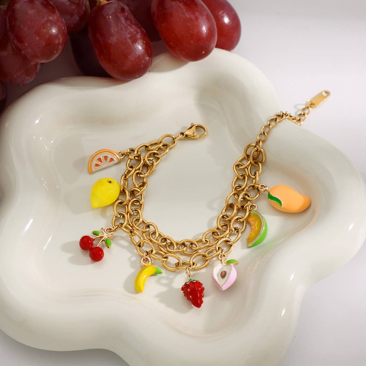 Delicate 18K Gold Double Cross Chain Bracelet