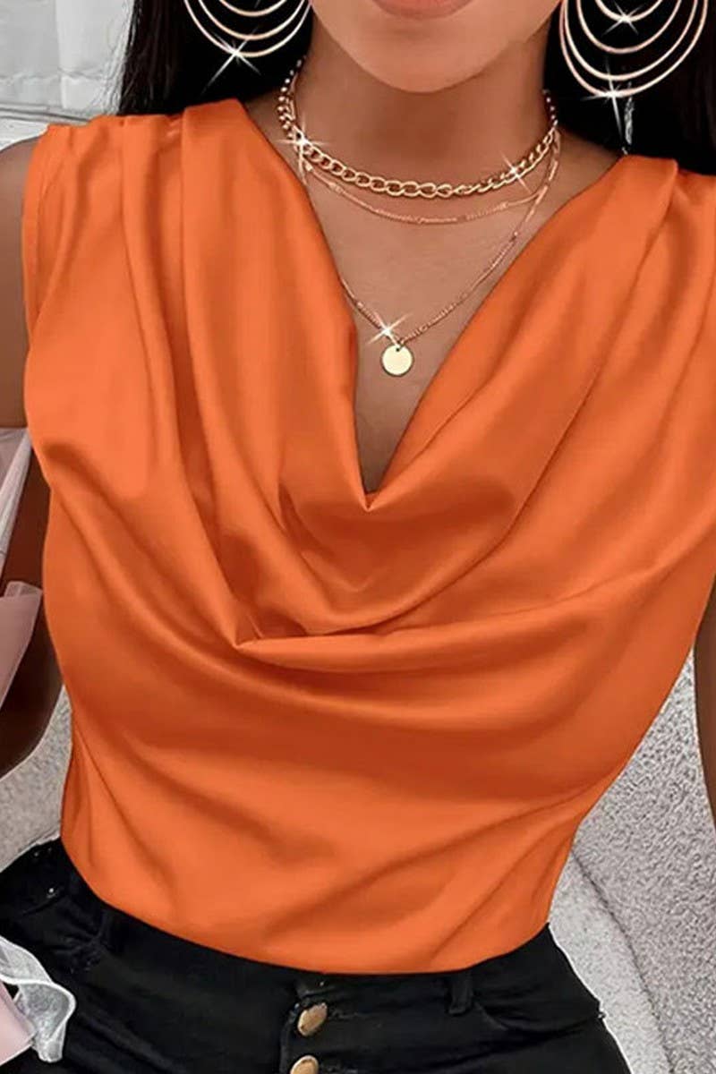 CWTTSL0335_SUMMER SEXY COLLAR COMMUTER SLEEVELESS T-SHIRT