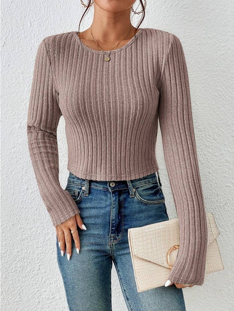CASUAL TIGHT SOLID COLOR CREW NECK SWEATER
