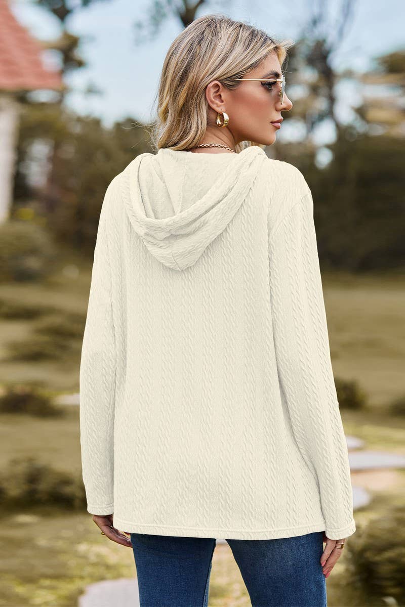 CWOHOL1097_SOLID COLOR HOODED LOOSE LONG-SLEEVED SWEATSHIRT