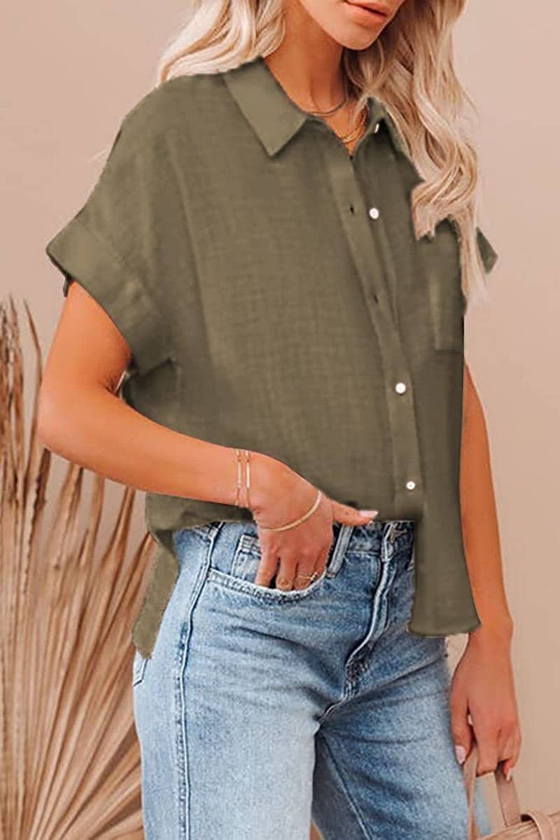 CWTSTS0530_COTTON AND LINEN SIDE SLIT POCKET SHORTSLEEVE TOP