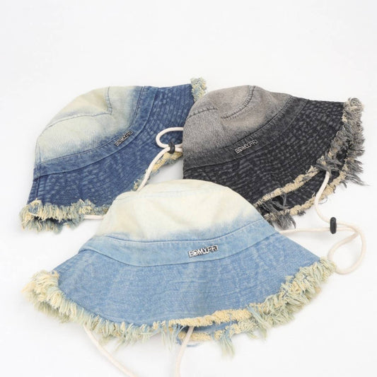 VINTAGE WASHED RAW EDGE GRADIENT BUCKET HAT_CWAH1133