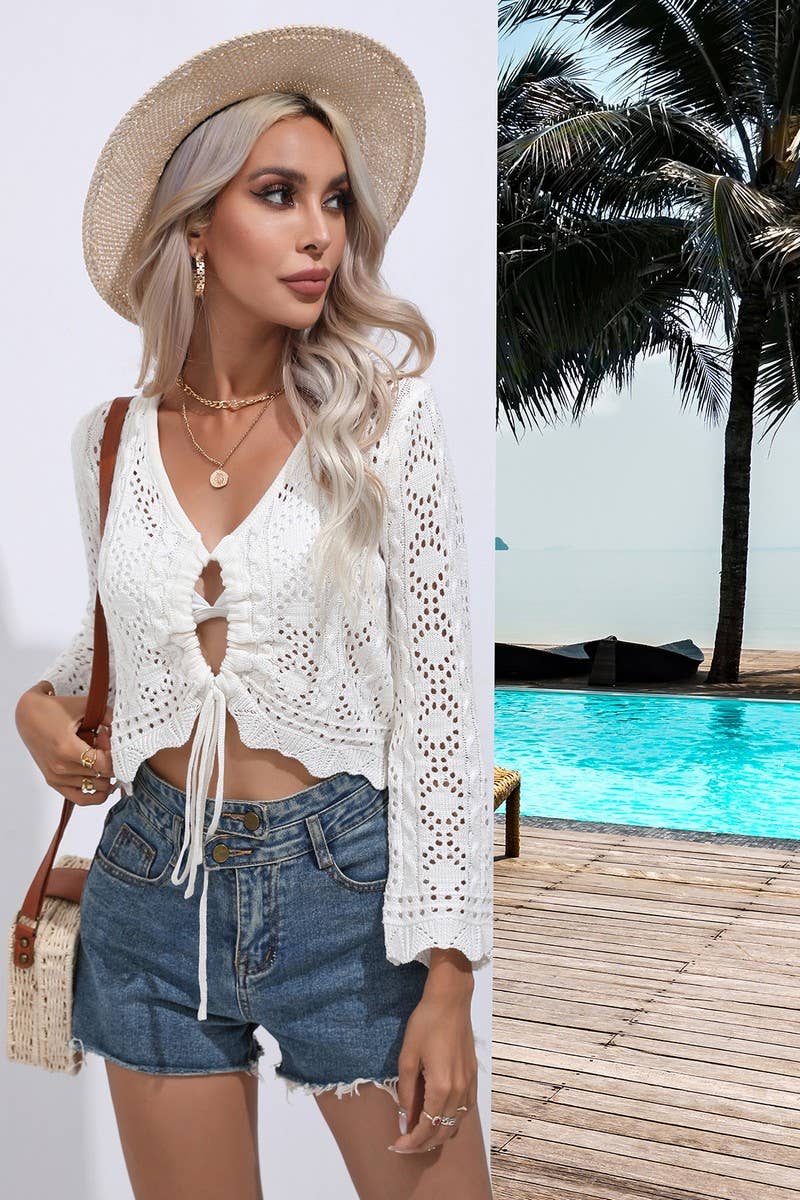 CWOSWL2095_V-Neck Long Sleeve Sweater