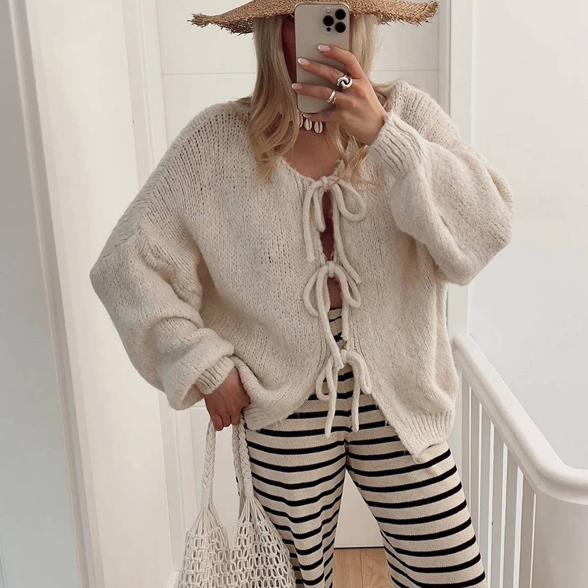 Women's Tie Front Knit Cardigan Sweater