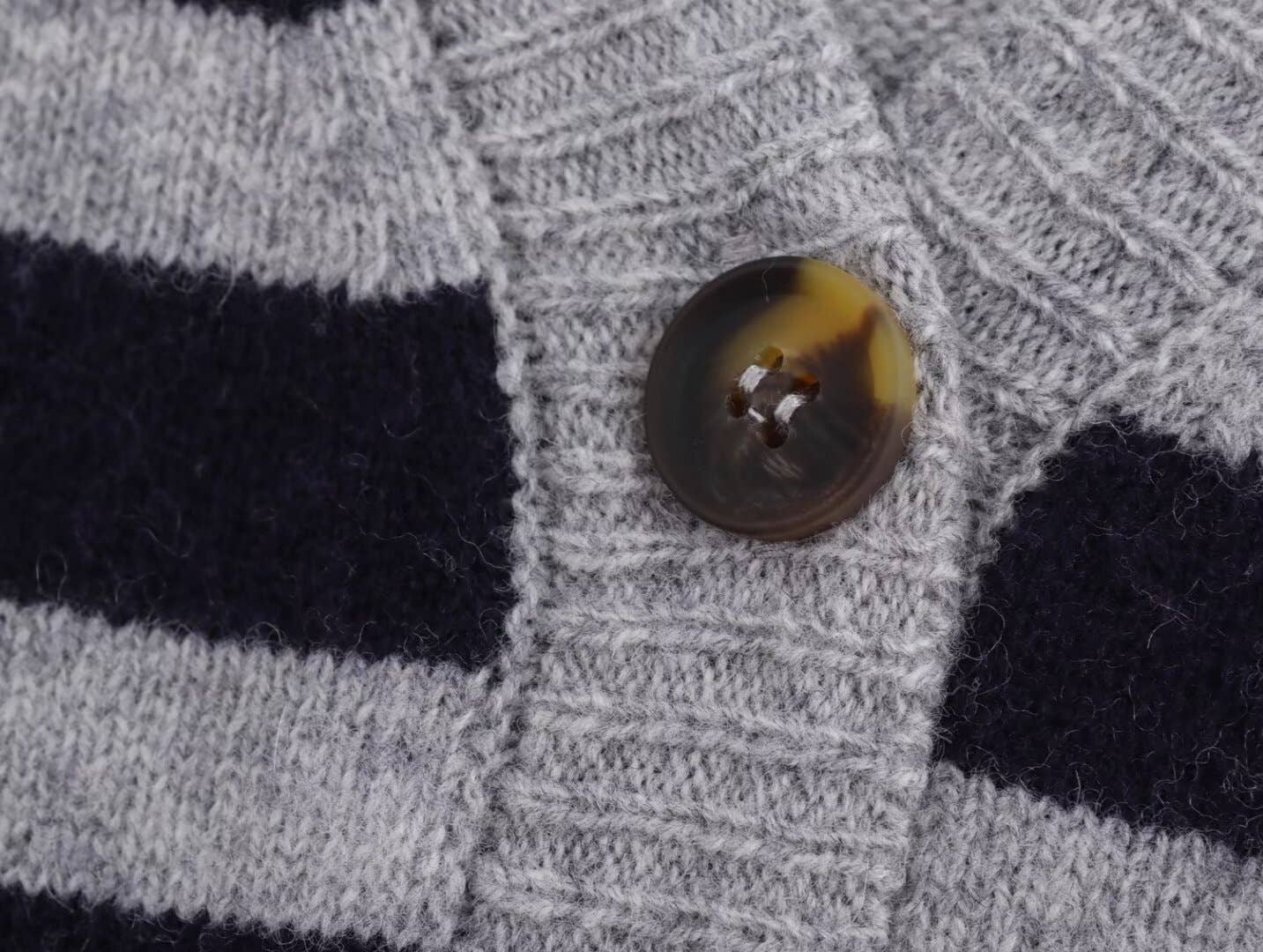 BIG V-NECK LOOSE SINGLE BREASTED STRIPED CARDIGAN